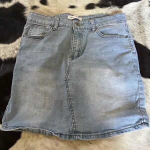 Fashion House  L Denim Jean Short Skirt 5 Pockets Belt‎ Loops